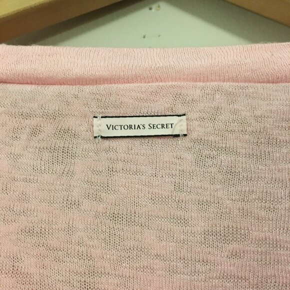 Victoria's Secret Baby Pink Word Art Long Sleeve Knit Tee - Picture 7 of 16